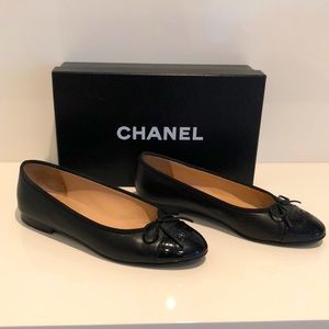 Chanel ballerinas , black with patent cc size 38